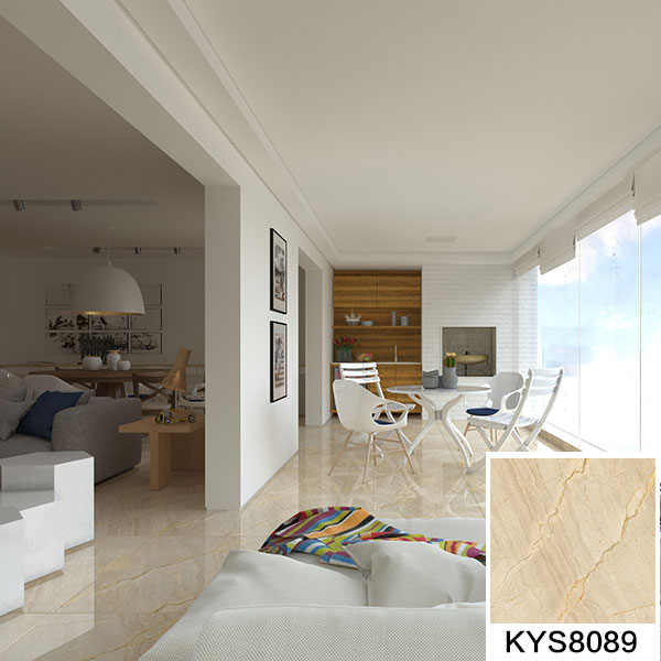 mansion88大理石瓷砖土耳其浅灰白KYS8089瓷砖客厅效果图
