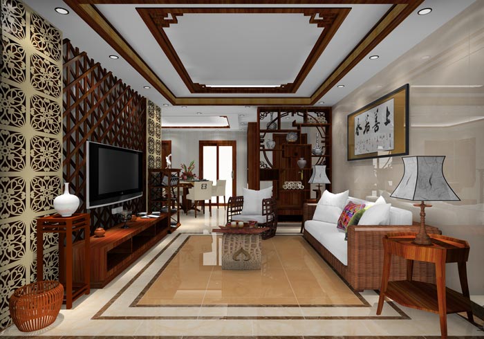 mansion88家装：井冈山协调家园安顿小区130㎡中式气概装修鉴赏